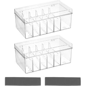 HARFINGTON 2pcs Cable Organizer Box, Cord Management Plastic Box with Lids, Charger Cable Electronics Storage Box with Dividers for Home Office Drawer Desk