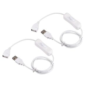 YOKIVE 2 PCS USB Cable with ON/Off Switch, Male to Female Extension Cord, Reduced Wear, Great for Home, Studio, Office (White, 1M / 3.28-Feet)