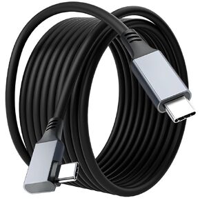 Right Angle USB C to USB C Link VR Cable 20FT, USB C 3.1 Cable 5Gbps High Speed Data Compatible with Oculus/Meta Quest 3, Quest 2, Steam VR, VR Headset Gaming and Gaming PC(Black)