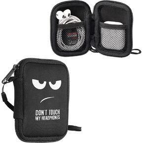 kwmobile Neoprene Case Compatible with in-Ear Headphones - Case with Zip - Meow Cat