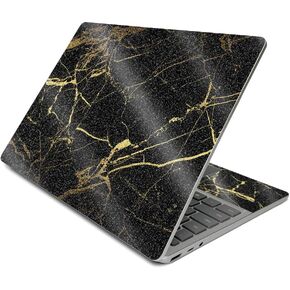 MightySkins Glossy Glitter Skin Compatible With Surface Laptop Go (2020) - Black Gold Marble | Protective, Durable High-Gloss Glitter Finish | Easy to Apply, Remove and Change Styles | Made in The USA