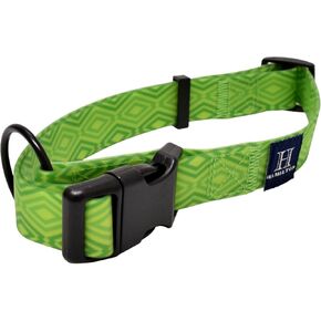 Hamilton Waterproof Dog Collar, Adjustable Lime Green Dog Collar, PVC Laminated, Lightweight Pet Collar for Dogs, Size M/L