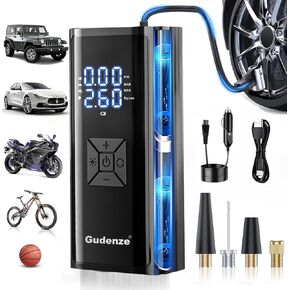 Tire Inflator Portable Air Compressor, Electric Air Pump 2X Faster & 160PSI 12V Smart, Cordless Tire Inflator For Car Tires, Bike, Motorcycle, Balls Gonfleur De Pneus With Accurate LCD Pressure Gauge