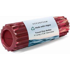 بكرة إسفنجية من Seafoam - أسطوانة إسفنجية لتدليك عضلات الظهر ذات مموج مريح - اليوغا، وألعاب القوى، وتقرح الجسم وتصلبه، وتمارين التمدد، ومدرب توازن صغير - حجم مناسب للسفر