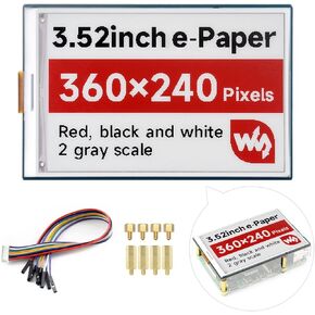 Waveshare 3.52inch e-Paper Display (B), e-Ink Display, 360x240, Red/Black/White, Compatible with Raspberry Pi 5/4B/3B/Zero/Zero W/Zero 2W/Pico/Pico, Support Jetson Nano/TX2/Xavier N/Orin and RDK X3