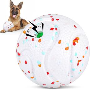 Dog Balls for Large Medium Small Dogs, Interactive Squeaky Dogs Balls, Indestructible Dog Toy Ball for Aggressive Chewers,ETPU Bite Resistant, Peppy Pet Puppy Ball (White, 5in, 1pcs)