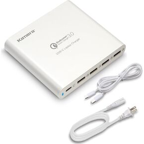 KAMERA USB C Laptop AC Charger, 80W 5-Port Type-C Power Adapter for Apple MacBook Pro 2015/2016, HP Spectre, Chromebook, Plus 4 QC3.0 USB Ports for Galaxy iPhone iPad and More - KA4U1PD