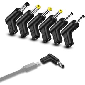 Kado USB Type-C to DC 6 Adapter Set, 90 Degree 5V Female USB-C to Male DC Barrel Connector 3.0x1.1mm 3.5x1.35mm 4.0x1.7mm 4.8x1.7mm 5.5x2.1mm 5.5x2.5mm, Charging Plug for Router, LED Light and Speaker
