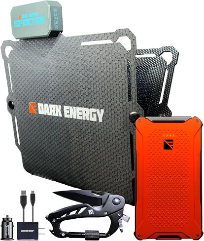Dark Energy Poseidon Pro Indestructible Portable Charger with Spectre 8W Solar Panel | USB-A and USB-C, Ultra-Durable Armorflex, Ultra-Lite Flexible Panels | Signature Series Plugs, Hi-Vis Orange in Saudi Arabia