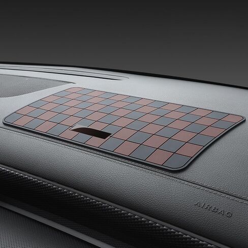 Checkered Anti-Slip Tray Rubber Pad Mat for Key Fob Sunglasses Cell Phone can be Placed on Dashboard or Armrest Lid etc. (Brown Checkered, with Raised Edge) in Saudi Arabia