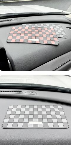 Checkered Anti-Slip Tray Rubber Pad Mat for Key Fob Sunglasses Cell Phone can be Placed on Dashboard or Armrest Lid etc. (Brown Checkered, with Raised Edge) in Saudi Arabia