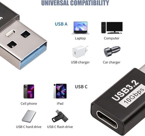 محول USB أنثى إلى USBc أنثى، محول USB إلى USB C، موصل USB3.1 أنثى إلى USB C أنثى متوافق مع MacBook Pro/Air، IPad Pro Google Pixel، Huawei إلخ in Saudi Arabia