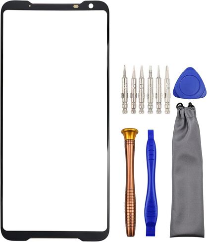 قطعة إصلاح الشاشة الزجاجية الأمامية لهاتف Asus ROG Phone II ZS660KL I001DA I001DE مع مجموعة أدوات باللون الأسود 6.59 بوصة in Kuwait