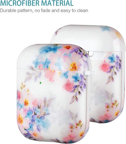 Lokigo Airpod Case 2nd/1st Generation, Protective Hard Cover Charging Case with Keychain for Boys Girls Compatible with 2/1 Gen, Front LED Visible, Color Flowers in Kuwait
