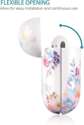 Lokigo Airpod Case 2nd/1st Generation, Protective Hard Cover Charging Case with Keychain for Boys Girls Compatible with 2/1 Gen, Front LED Visible, Color Flowers in Kuwait