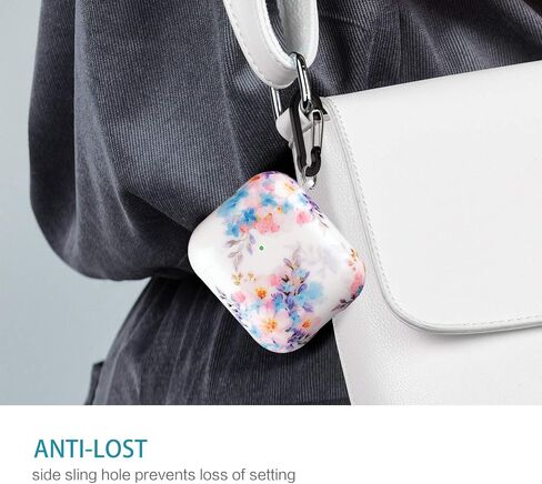 Lokigo Airpod Case 2nd/1st Generation, Protective Hard Cover Charging Case with Keychain for Boys Girls Compatible with 2/1 Gen, Front LED Visible, Color Flowers in Kuwait