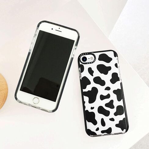 Abbery Designed for iPhone 6/6S/7/8/SE 2020/SE 2022 Case Cow, Cute Clear with Cow Print Pattern Design Soft Silicone TPU Sturdy Shockproof Protective Woman Girls Aesthetic Phone Case Cover in Saudi Arabia