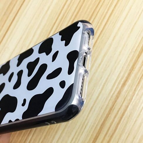 Abbery Designed for iPhone 6/6S/7/8/SE 2020/SE 2022 Case Cow, Cute Clear with Cow Print Pattern Design Soft Silicone TPU Sturdy Shockproof Protective Woman Girls Aesthetic Phone Case Cover in Saudi Arabia