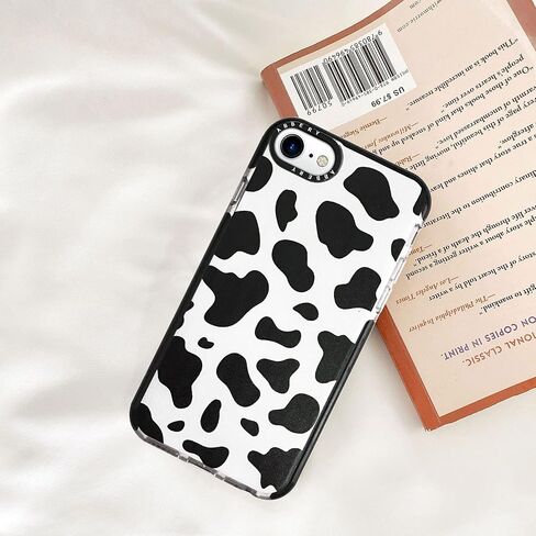 Abbery Designed for iPhone 6/6S/7/8/SE 2020/SE 2022 Case Cow, Cute Clear with Cow Print Pattern Design Soft Silicone TPU Sturdy Shockproof Protective Woman Girls Aesthetic Phone Case Cover in Saudi Arabia