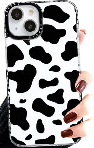 Abbery Designed for iPhone 6/6S/7/8/SE 2020/SE 2022 Case Cow, Cute Clear with Cow Print Pattern Design Soft Silicone TPU Sturdy Shockproof Protective Woman Girls Aesthetic Phone Case Cover in Saudi Arabia