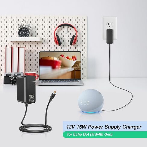 استبدال سلك الطاقة لـ Alexa Echo Dot (الجيل الثالث/الرابع)، Echo Show 5، Echo Spot، Fire TV Cube، Echo Dot Kids Edition 15W كابل شحن الشاحن 6.5 قدم in Kuwait