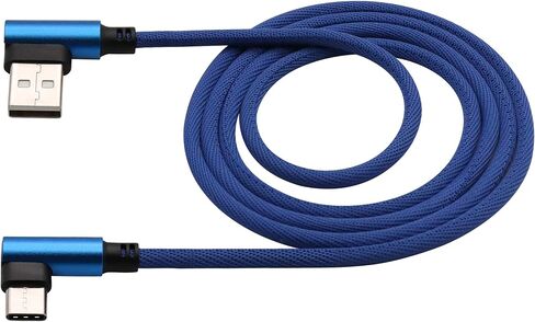 كابل 3 أقدام من النوع C 90 درجة زاوية قائمة من النوع C USB 2.0 ذكر 5 فولت/2.4 أمبير سلك مزامنة وشحن سريع مجدول من النايلون لهواوي، سامسونج، جالاكسي S9/S8، جوجل بيكسل 2/3 XL (أزرق/3 عبوات) in Saudi Arabia