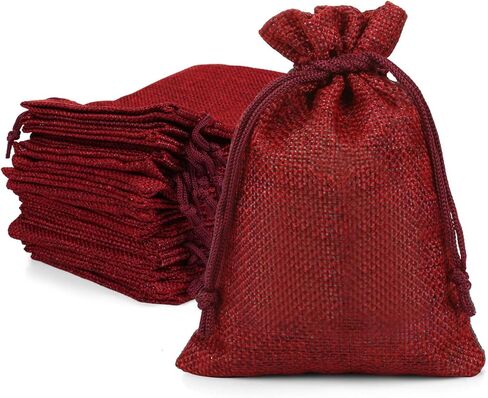 أكياس هدايا برباط لعيد الميلاد من Naler، حقيبة هدايا من الخيش لحفلات الزفاف باللون الأحمر لعيد الميلاد المجيد وتقويم الشتاء وحفلات العطلات، 24 قطعة in Kuwait