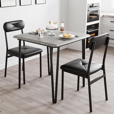 IDEALHOUSE Small Table and Chairs Set of 2, Dining Table for 2, Dinette Set for 2, Square Dinner Table Set, 3 Piece Kitchen & Dining Room Sets (Black, Table with 2 Upholstered Chairs) in Saudi Arabia
