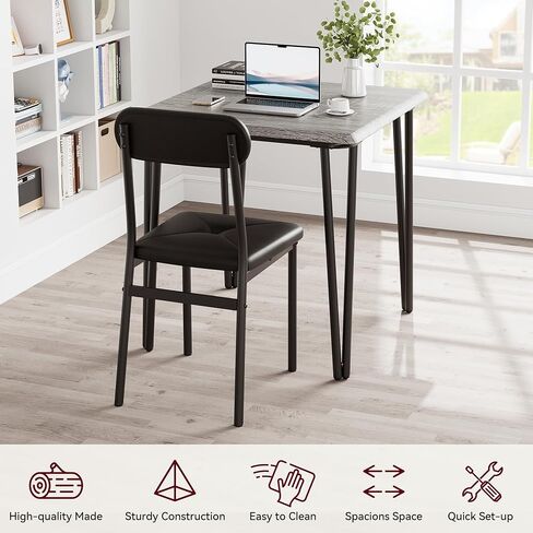 IDEALHOUSE Small Table and Chairs Set of 2, Dining Table for 2, Dinette Set for 2, Square Dinner Table Set, 3 Piece Kitchen & Dining Room Sets (Black, Table with 2 Upholstered Chairs) in Saudi Arabia