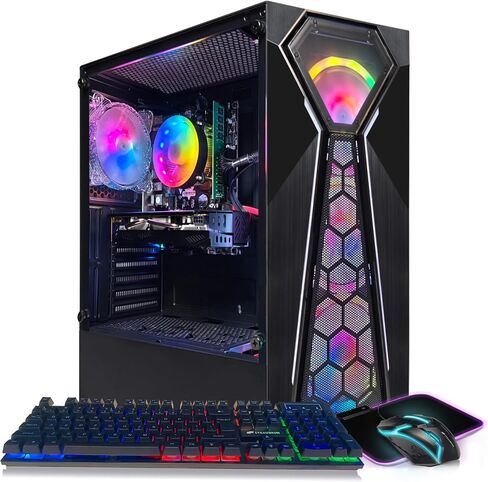 كمبيوتر سطح المكتب للألعاب STGAubron، Radeon RX 5700 8G GDDR6، Intel Core i5-9400F حتى 4.1 جيجا هرتز، 16 جيجا DDR4، 1T SSD، 600M WiFi، BT 5.0، RGB Fan x 4، لوحة مفاتيح RGB وماوس ولوحة ماوس، W11H64 in Saudi Arabia