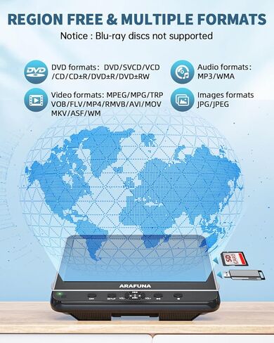 مشغل DVD محمول مزدوج مقاس 10.5 بوصة مع مدخل HDMI 1080P، ومشغل DVD للسيارة Arafuna بشاشة مزدوجة لتشغيل نفس أو فيلمين مختلفين، ومشغل DVD لمسند الرأس لدعم السيارة USB/SD، الذاكرة الأخيرة in Kuwait