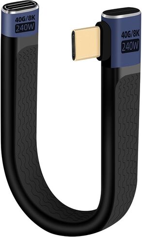 RIIEYOCA 240W Short USB C Flat Cable, 40Gbps 90 Degree Up Angle USB C to USB C FPC Flat Cable, Supports 8K@60Hz UHD Video Output, Flat Flexible Cable for Phones, Tablets, etc(14cm) in Kuwait