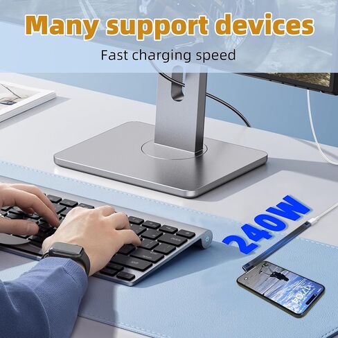 RIIEYOCA 240W Short USB C Flat Cable, 40Gbps 90 Degree Up Angle USB C to USB C FPC Flat Cable, Supports 8K@60Hz UHD Video Output, Flat Flexible Cable for Phones, Tablets, etc(14cm) in Kuwait