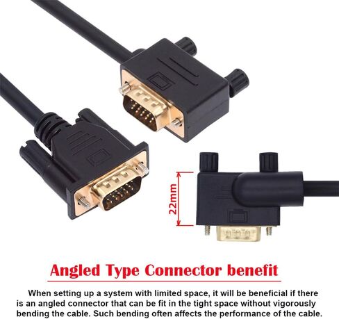 NFHK 90 Degree Left Angled VGA RGB Male to Straight Male Extension Cable 3COAX+6C for Monitor Projector Computer in Saudi Arabia
