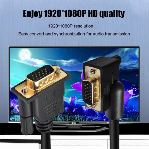 NFHK 90 Degree Left Angled VGA RGB Male to Straight Male Extension Cable 3COAX+6C for Monitor Projector Computer in Saudi Arabia