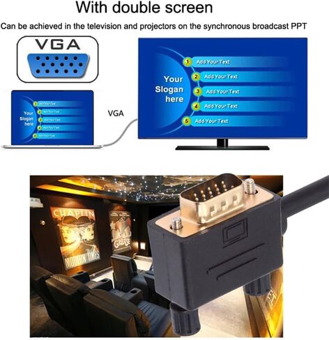 NFHK 90 Degree Left Angled VGA RGB Male to Straight Male Extension Cable 3COAX+6C for Monitor Projector Computer in Saudi Arabia