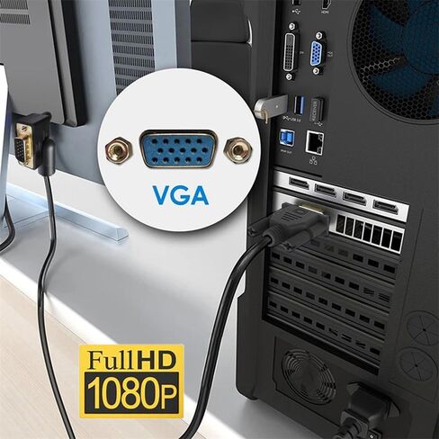 NFHK 90 Degree Left Angled VGA RGB Male to Straight Male Extension Cable 3COAX+6C for Monitor Projector Computer in Saudi Arabia