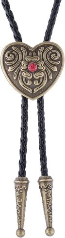 Bolo Tie Black for Men Women Western Cowboy Round Shaped Leather Necktie Bolo Tie Halloween Christmas Gifts in Kuwait