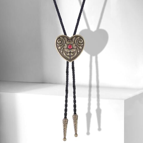 Bolo Tie Black for Men Women Western Cowboy Round Shaped Leather Necktie Bolo Tie Halloween Christmas Gifts in Kuwait