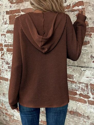 SOLY HUX Women's Oversized Sweatshirts Waffle Knit Hoodies Trendy Casual V Neck Button Pullover Hooded Tops in Saudi Arabia