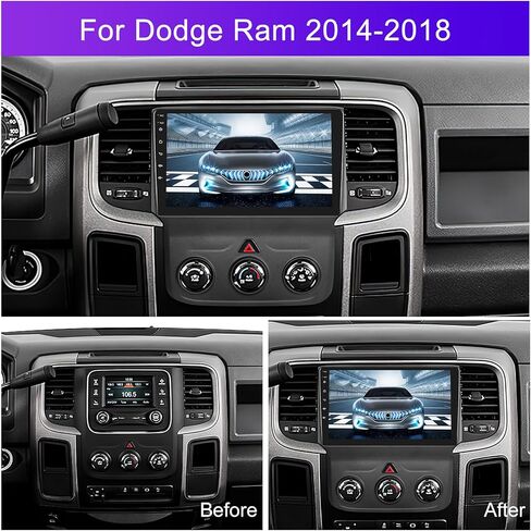 2+64G Android 13 ستيريو سيارة لدودج رام 1500 2500 3500 2013-2018 بلوتوث لاسلكي Apple Carplay Android Auto Mirror Link، شاشة لمس 9 بوصات مع ملاحة GPS، FM/RDS، WiFi، SWC+ كاميرا احتياطية وميكروفون in Kuwait