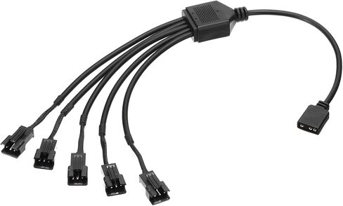 PATIKIL 5V 3 Pin Splitter Cable, PWM Fans RGB Power Cord with 1 to 5 ARGB SM Male Extension Connector Plug for Computer Chassis Motherboard, Black in Saudi Arabia