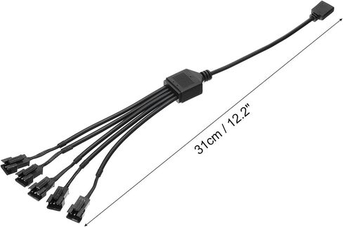PATIKIL 5V 3 Pin Splitter Cable, PWM Fans RGB Power Cord with 1 to 5 ARGB SM Male Extension Connector Plug for Computer Chassis Motherboard, Black in Saudi Arabia