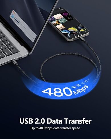 كابل SUNGUY 60 وات USB C إلى USB C بطول 3.3 أقدام، [عبوة من قطعتين] كابل شحن سريع USBC إلى USBC مجدول 3.1 أمبير، متوافق مع iPhone 15/15 Pro/15 Pro Max وGalaxy S24/S23/S22 وMacBook - أسود + أبيض in Kuwait