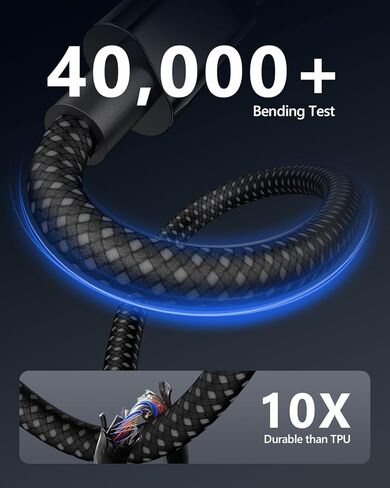 كابل SUNGUY 60 وات USB C إلى USB C بطول 3.3 أقدام، [عبوة من قطعتين] كابل شحن سريع USBC إلى USBC مجدول 3.1 أمبير، متوافق مع iPhone 15/15 Pro/15 Pro Max وGalaxy S24/S23/S22 وMacBook - أسود + أبيض in Kuwait