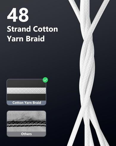 كابل SUNGUY 60 وات USB C إلى USB C بطول 3.3 أقدام، [عبوة من قطعتين] كابل شحن سريع USBC إلى USBC مجدول 3.1 أمبير، متوافق مع iPhone 15/15 Pro/15 Pro Max وGalaxy S24/S23/S22 وMacBook - أسود + أبيض in Kuwait