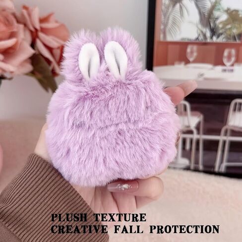 Cute Plush Rabbit Ears Airpods 3 Case 2021, Fluffy Soft Shockproof Anti-Fall Protective Case Cover for AirPods 3rd Generation (Grey) in Saudi Arabia