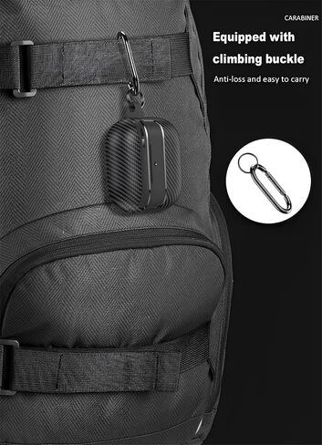 SKPY Rugged Armor Case Compatible with AirPods 4/ANC, Carbon Fiber Drop Protection Cover (2024) with Cleaning Pen Carabiner Key Chain and Lanyard for Man Woman in Saudi Arabia