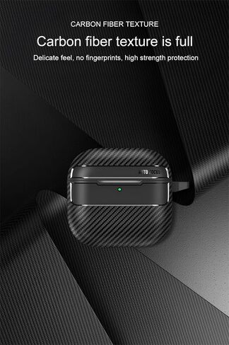 SKPY Rugged Armor Case Compatible with AirPods 4/ANC, Carbon Fiber Drop Protection Cover (2024) with Cleaning Pen Carabiner Key Chain and Lanyard for Man Woman in Saudi Arabia