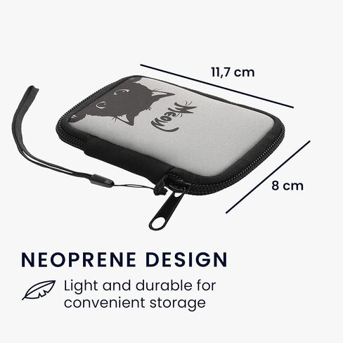kwmobile Neoprene Case Compatible with in-Ear Headphones - Case with Zip - Meow Cat in Kuwait